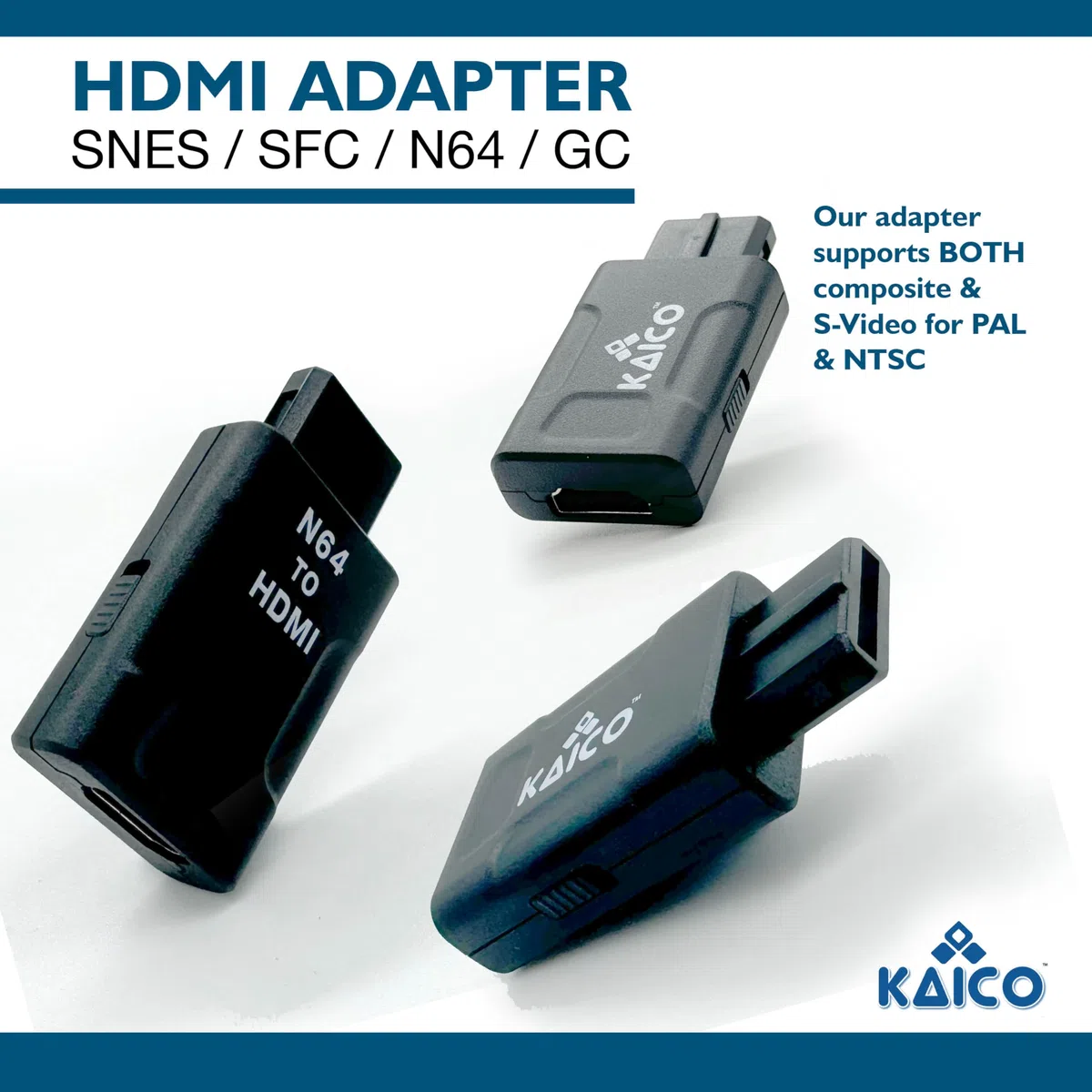 Kaico Adattatore HDMI supporto S-Video e Composite compatibile con N64, 64, SNES, Famicom e GameCube. Una semplice soluzione di adattatore Pass Through Plug & Play