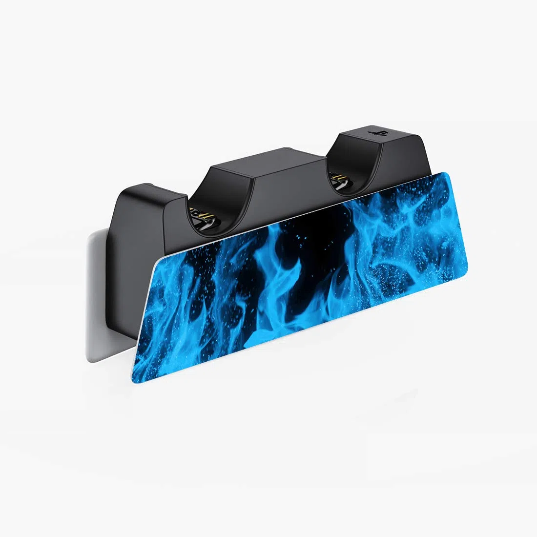 PlayVital Adesivo Skin Sticker Decal Vinile per ps5 Standard Disc Edition Console & Controller & Telecomando & Cuffie & Base di Ricarica - Fiamma Blu