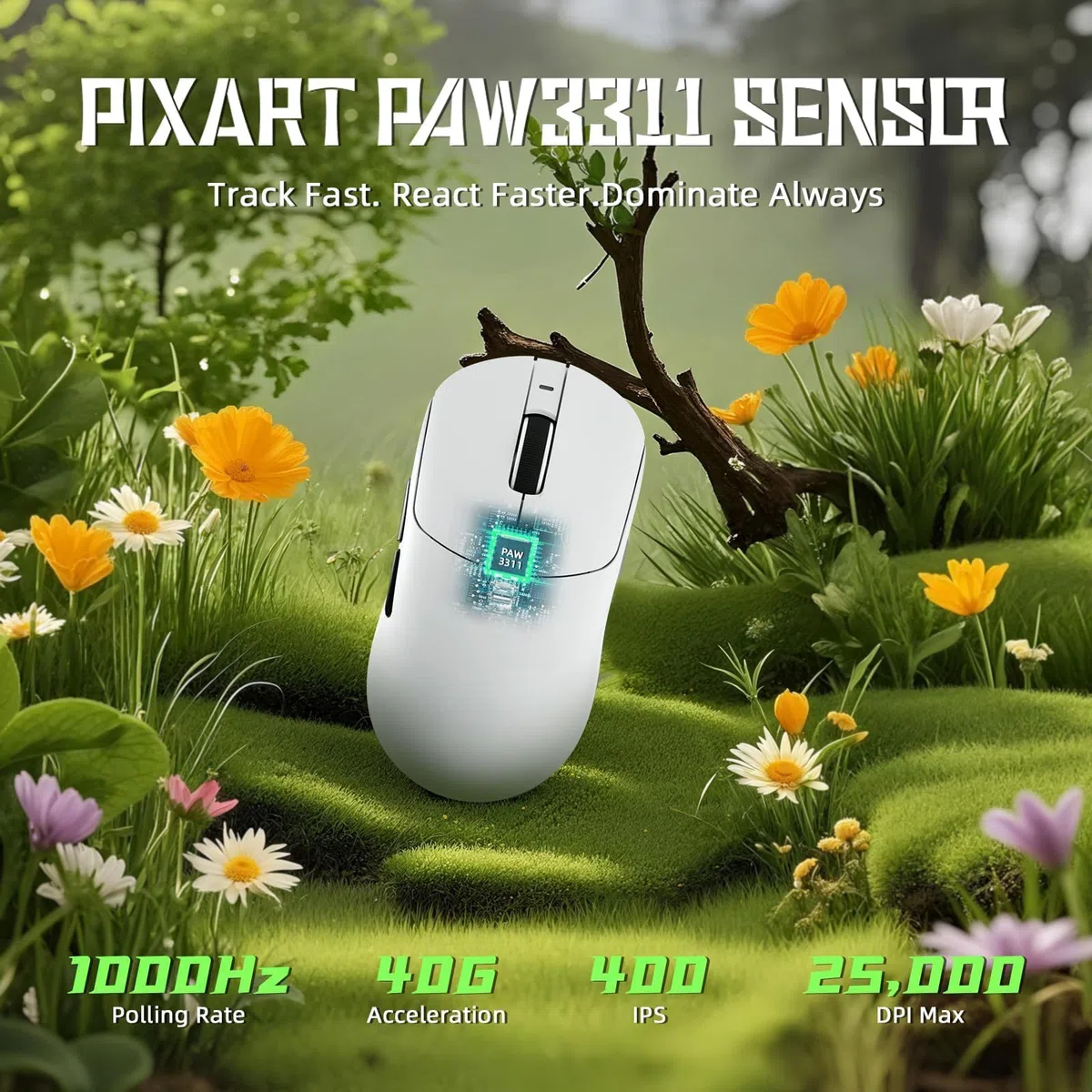 ATTACK SHARK X8 SE Mouse da Gaming Wireless, Leggero 55g, Sensore PAW3311, Chip BK52820, 25.000 DPI, Connessione BT/2,4G/USB-C, 80 Milioni di Click, Batteria 500mAh, Driver Web per PC/Mac–Bianco