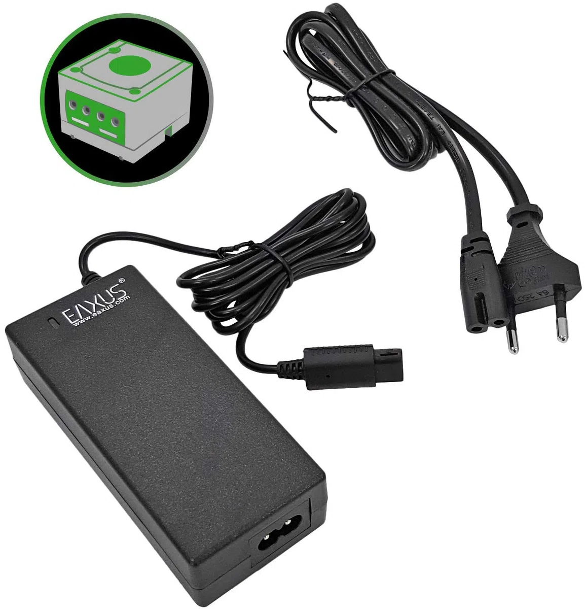Eaxus® Alimentatore adatto a Nintendo GameCube NGC ⚡ - Cavo di alimentazione di 2,40 metri / adattatore AC