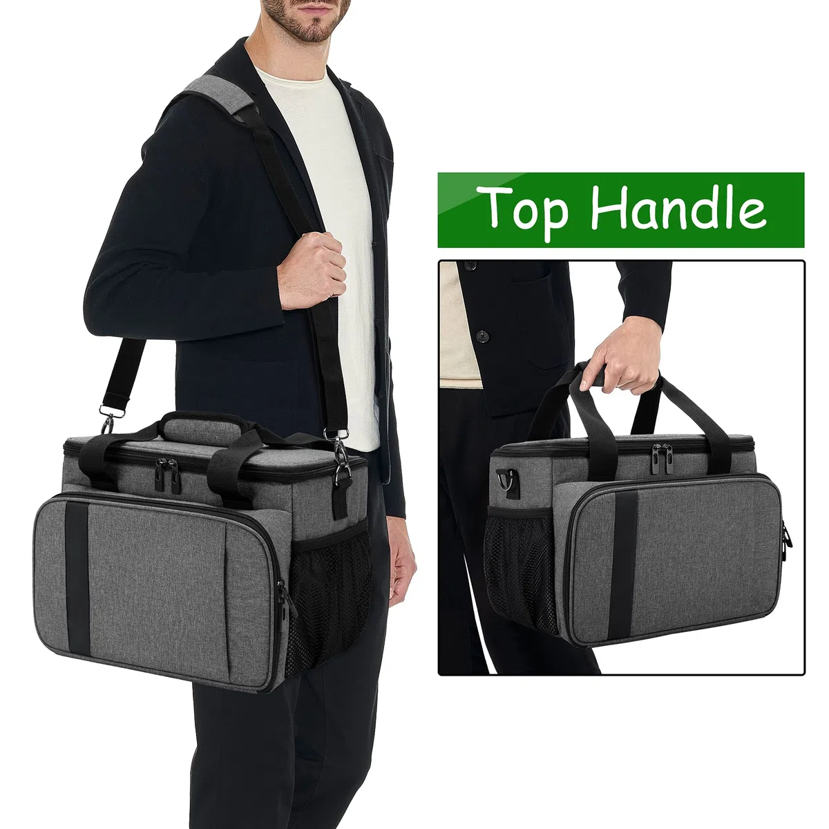 CURMIO Borsa da trasporto compatibile con console di gioco Xbox Series X e accessori, borsa da trasporto portatile con tracolla per controller, cavi, cuffie, solo borsa, Grigio