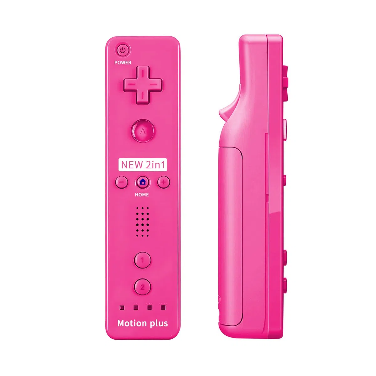 QUMOX Telecomando Wii, 2 in 1 Motion Plus Integrato Remote di Gioco Controller con Custodia in Silicone e Cinturino da Polso per N. Wii e Wii U Rosa