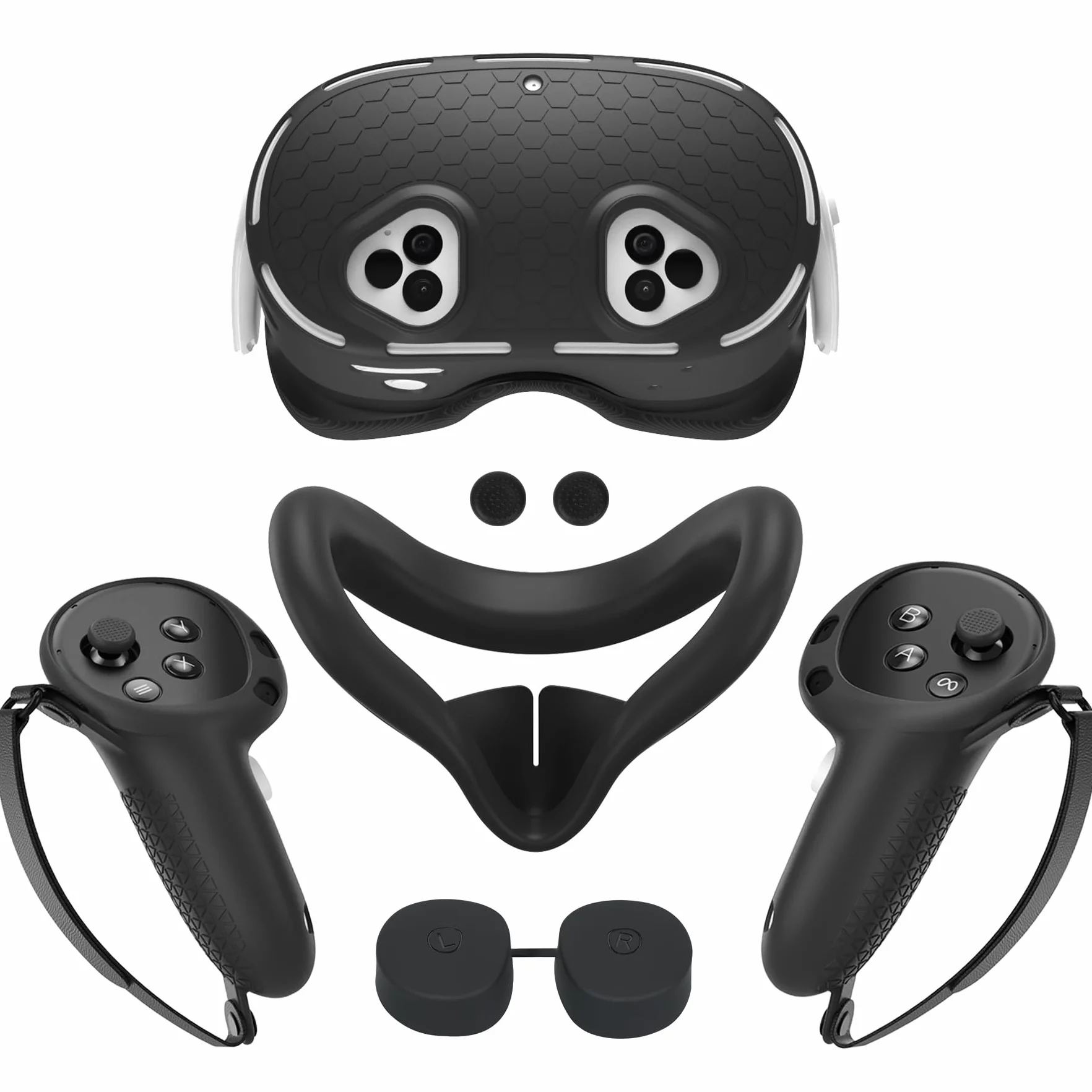 Set di cover in silicone per MetaQuest 3S Include viso, impugnatura con coperchio batteria aperto, custodia VR Accessori VR: manicotti protettivi in silicone