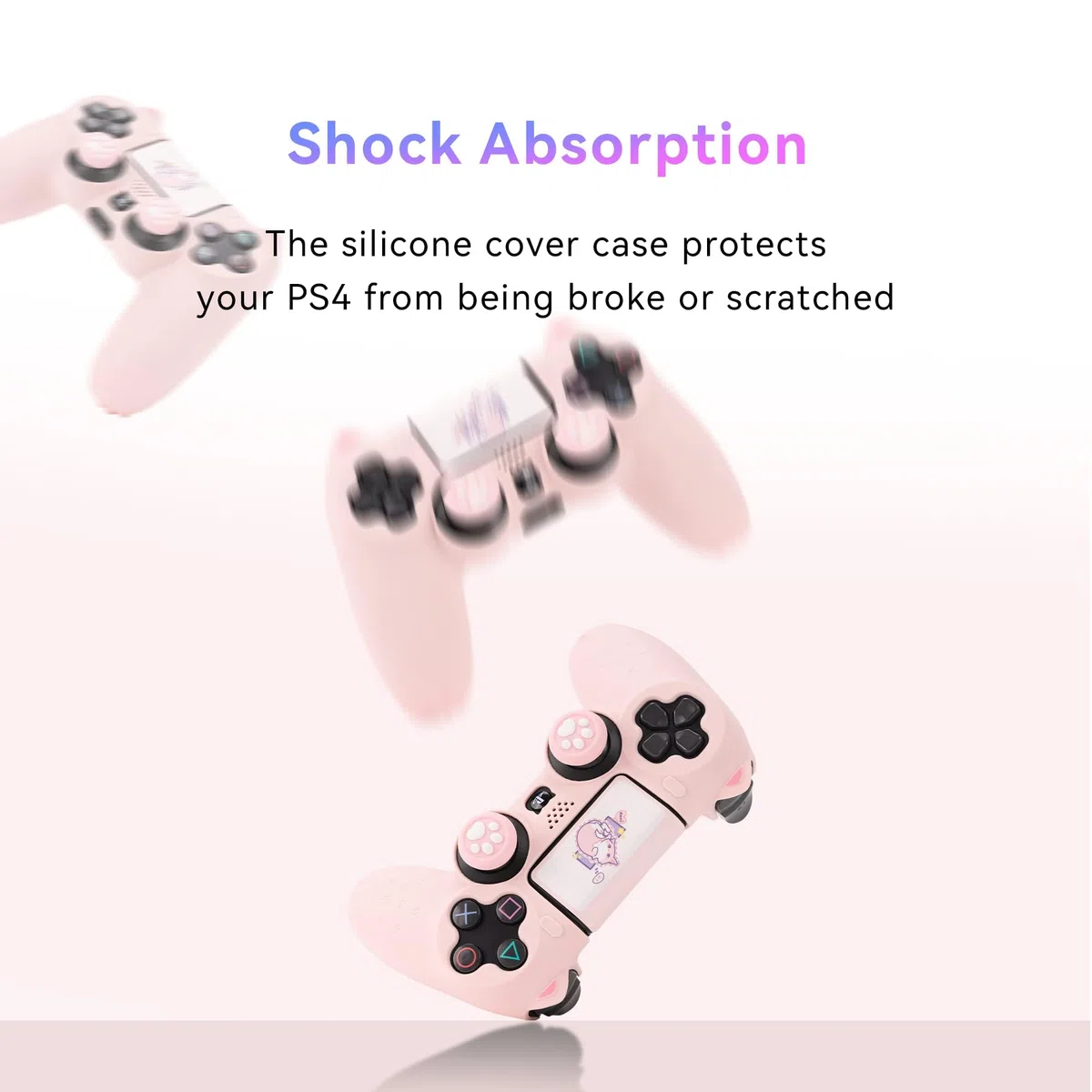 GeekShare Skin per controller PS4 a forma di pelle, in silicone antiscivolo, compatibile con controller PS4 Slim/Pro, rosa