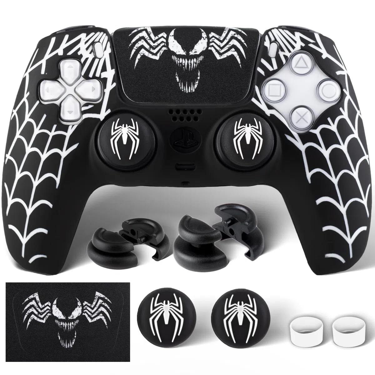 1 adesivo in silicone e 2 gommini estensibili per controller PS5 Venom Web