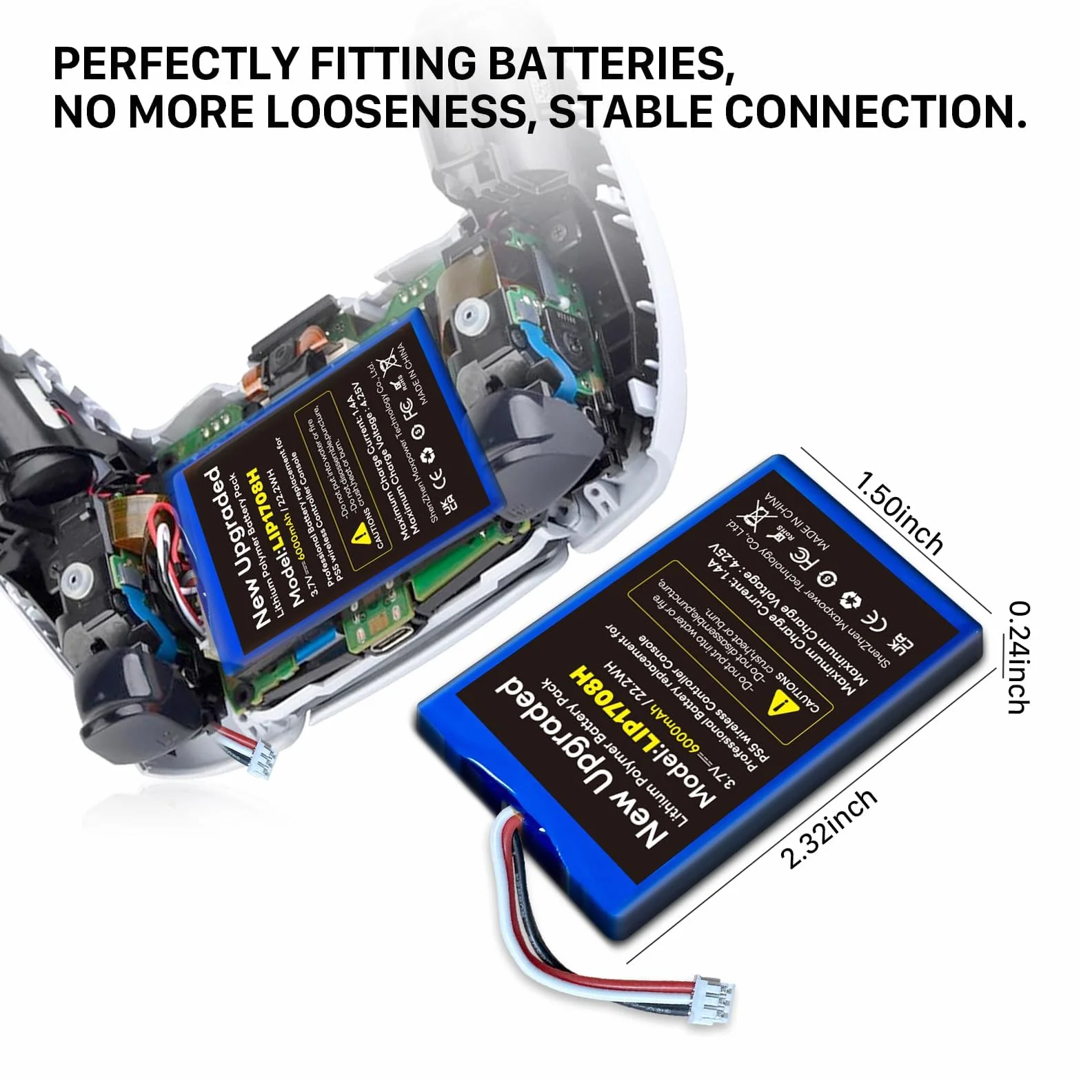 2 pezzi per Sony PS5, [6000 mAh](2026 nuovo aggiornamento) batteria agli ioni di litio di ricambio per PS5 PlayStation 5 DualSense Wireless Controller