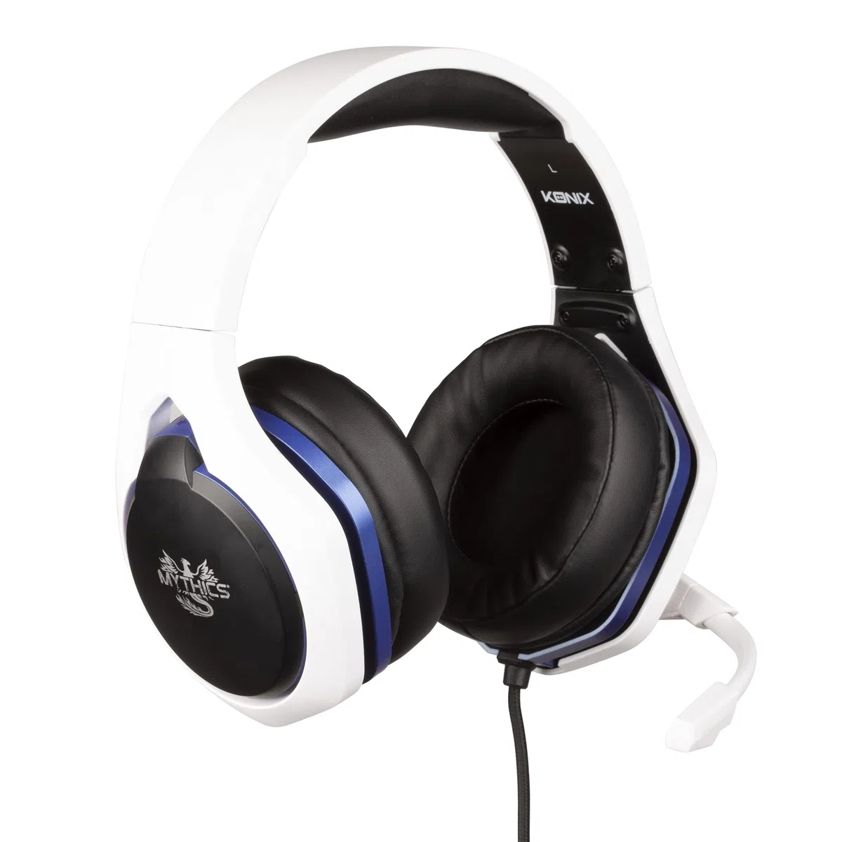 Konix Mythics Cuffie gaming con cavo Hyperion PS5 - Altoparlanti da 50 mm - Microfono - Cavo da 1,5 m - Connettore Jack da 3,5 mm - Bianco e nero