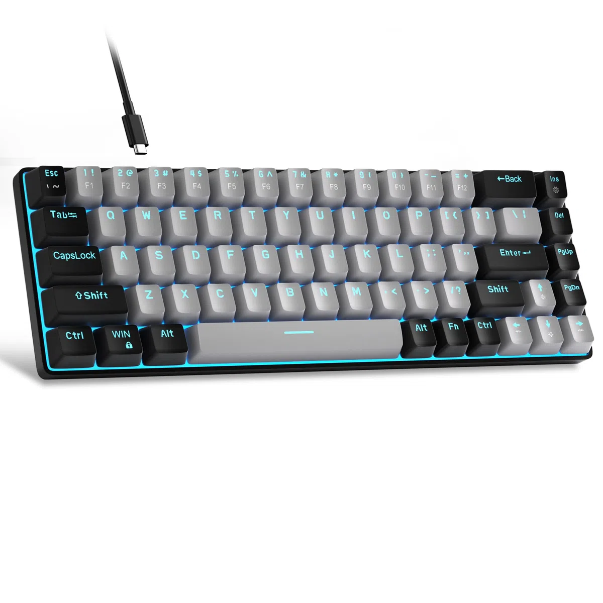 MageGee Tastiera Meccanica Gaming | MK-Box Tastiera Gaming 60% Meccanica | USB, Anti-ghosting, Tastiera Retroilluminata LED RGB (Nera) (Grigia)