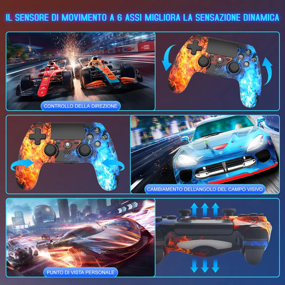 Controller wireless per PS4, Gamepad remoto senza fili con/doppia vibrazione / 6 assi sensore di movimento/funzione audio, controller di gioco ampiamente compatibile con PS4 / PC/iOS (rosso)