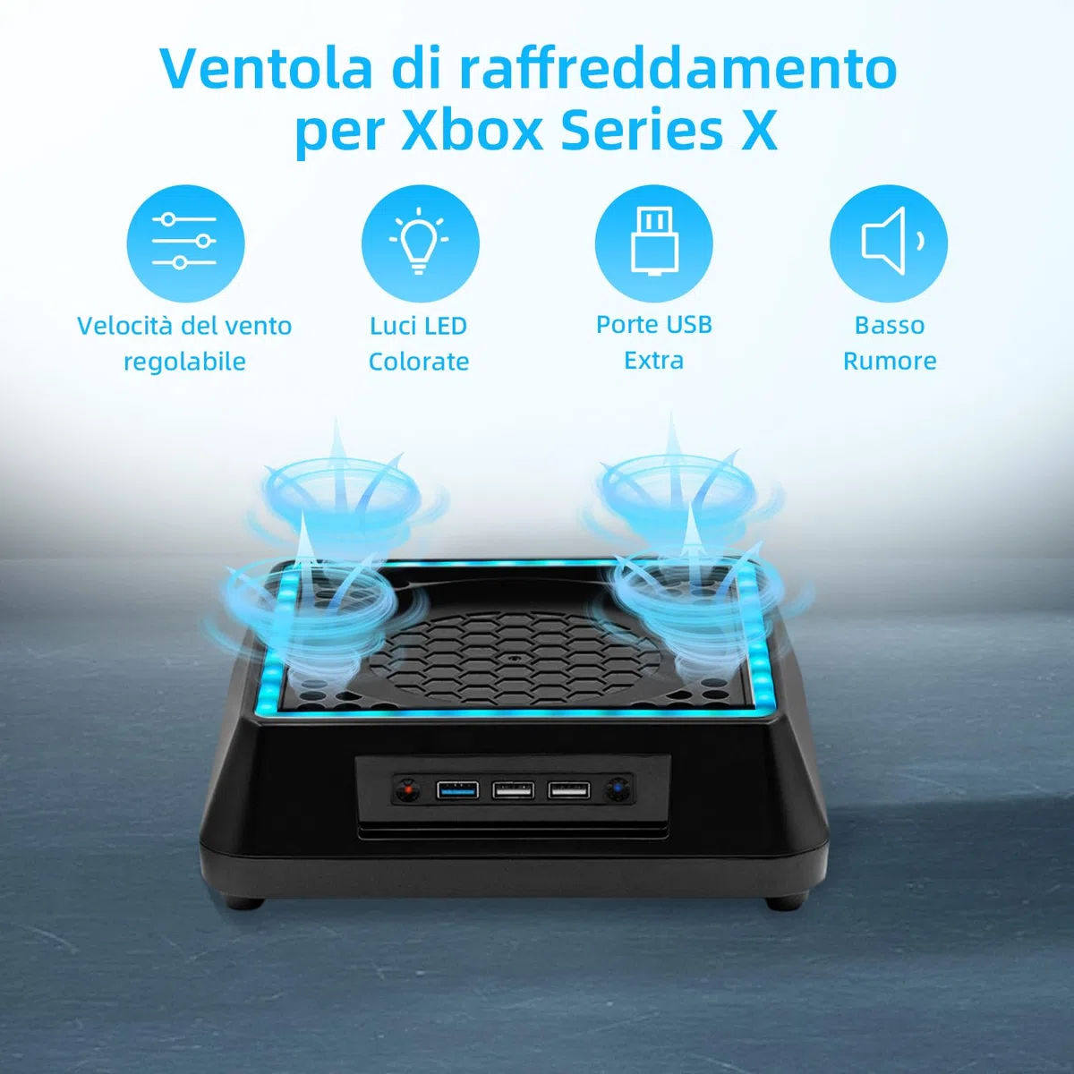 Ventola di Raffreddamento Aggiornata per Xbox Series X, Supporto di Raffreddamento con Indicatore LED e Sistema di Raffreddamento Regolabile a 3 Livelli di Velocità per Xbox Series X