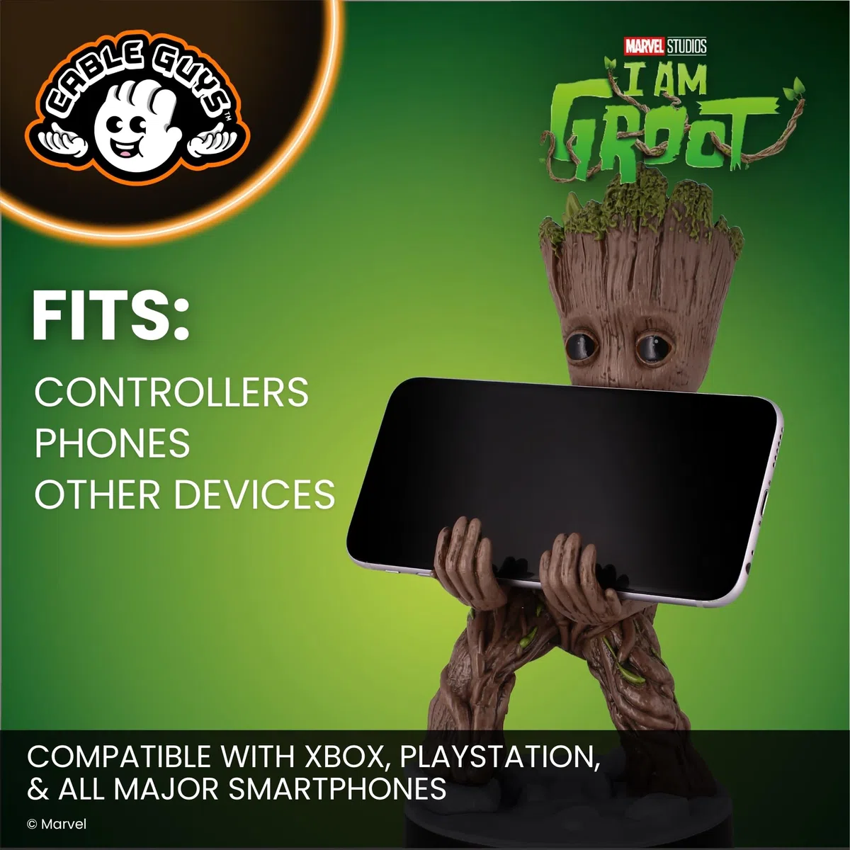 Cableguys Guardiani della Galassia Figurina gaming Baby Groot - Supporto per controller o smartphone - Cavo USB incluso - 20 cm