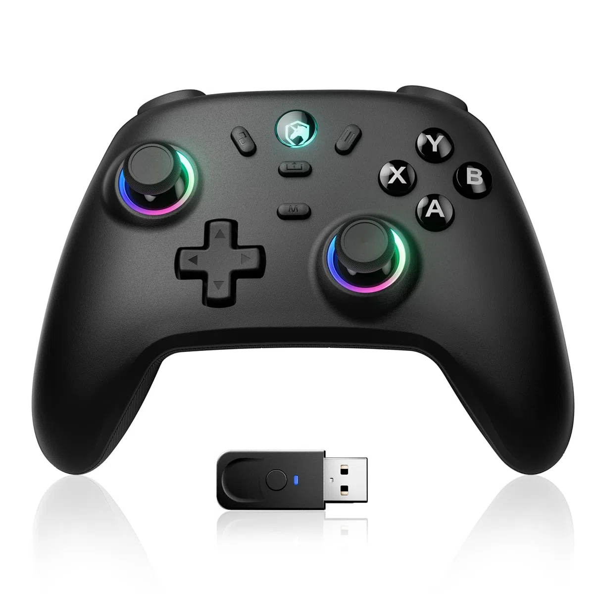 ECHTPower Controller per PC/Switch, 1000Hz Polling Rate, Hall Joystick, 3 modalità, 2.4GHz+BT+Cavo, 800mAh Batteria, Turbo e Vibrazione, Controller Wireless con Luci per PC/Switch/iOS/Android