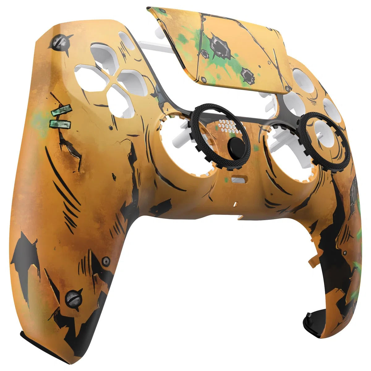 eXtremeRate Luna Cover per ps5 Controller Joystick,Shell Frontale Touchpad Ricambio,Scocca Ridisegnata&Anelli per ps5 Joypad BDM 010/020/030/040/050-Waste Land