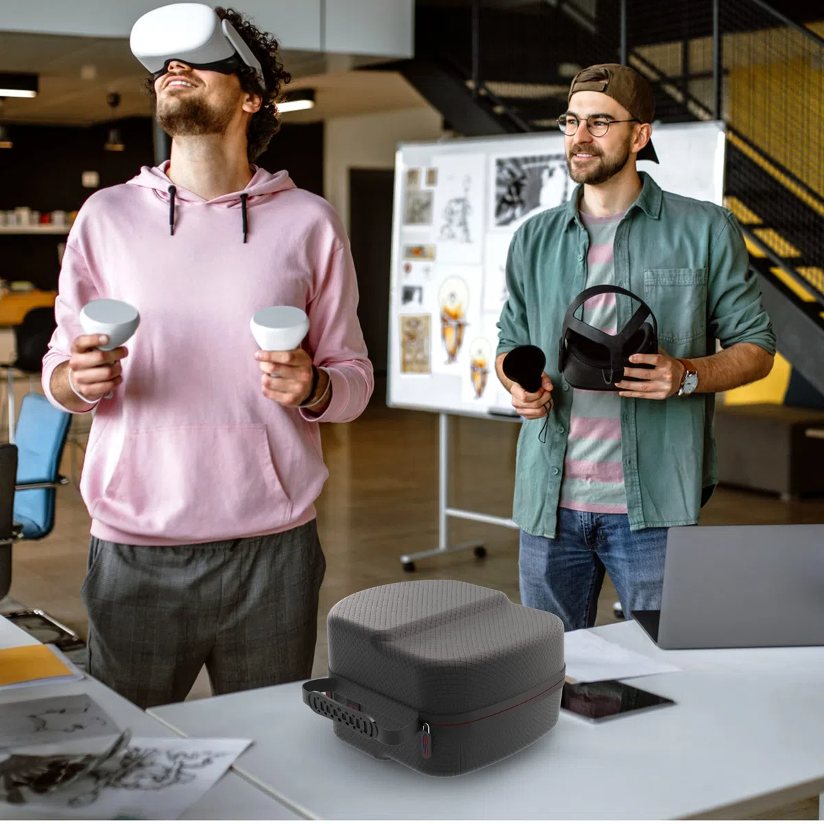 Digicharge Custodia Rigida Compatibile Con Meta Quest 3S / Quest 3 Oculus Quest 2 Cuffie VR Con Cinturino Standard, Controller Touch E Accessori, Viaggio Borsa con Finitura in Diamante Nero