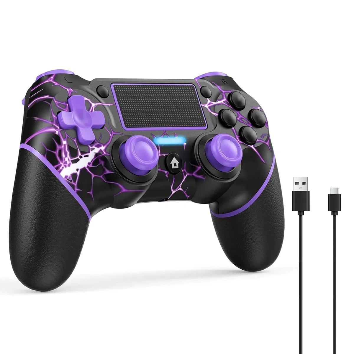Reddening per Controller PS4, Joystick PS4 per PS4/Pro/Slim/PC, Controller PC con funzione Turbo, Tasto Posteriore, Doppia Vibrazione, Sensore Giroscopio a 6 Assi, Pannello Touch (Colore Viola)