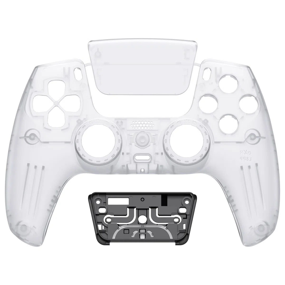 eXtremeRate Luna Cover Frontale Touchpad Ricambio per ps5 Controller,Copertura Custodia Scocca Shell Ridisegnato Anelli Compatibile con ps5 Joystick BDM 010 020 030 040 050 060, Trasparente