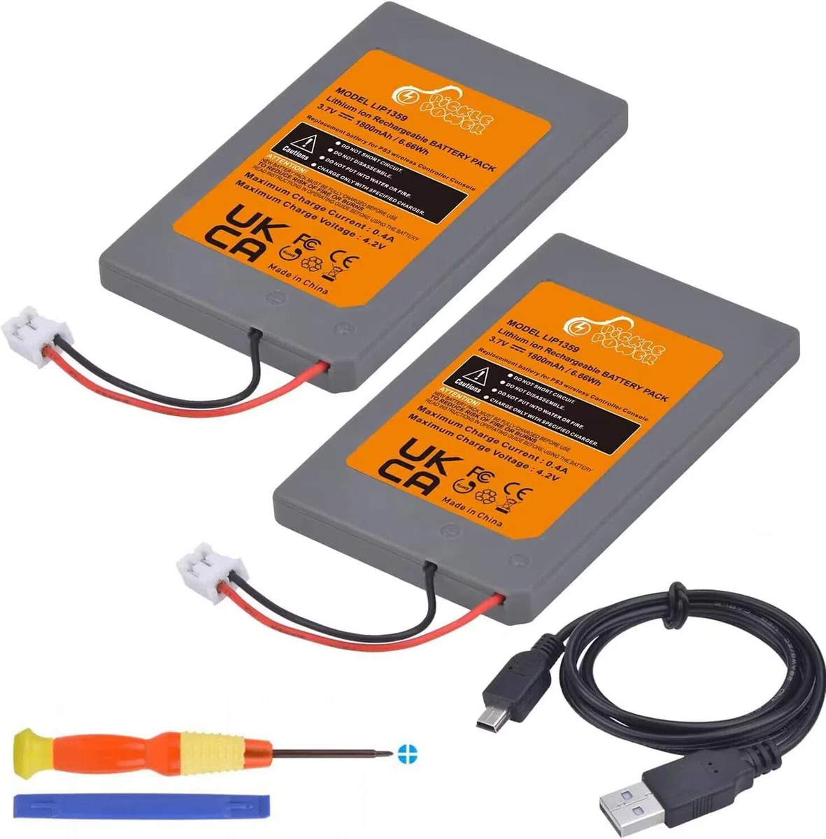 Pickle Power 2 x 1800mAh LIP1359 Batterie per Sony PS3 playstation 3 e Dualshock CECHZC2E CECHZC2U Wireless Controller