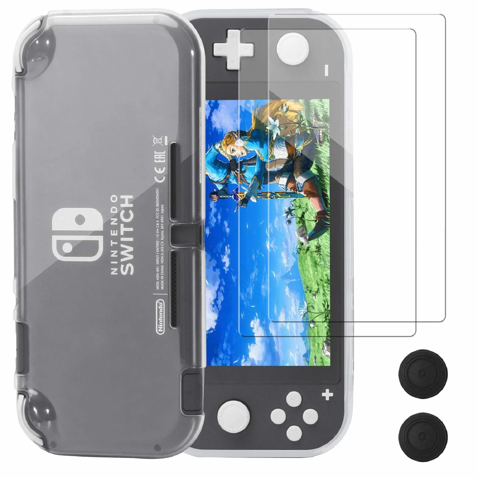 REDTRON Custodia Protettiva per Nintendo Switch Lite, Custodia Protettiva in Cristallo TPU Comfort con Proteggi Schermo in Vetro Temperato e Tappi per il Pollice per Console Nintendo Switch Lite 2019
