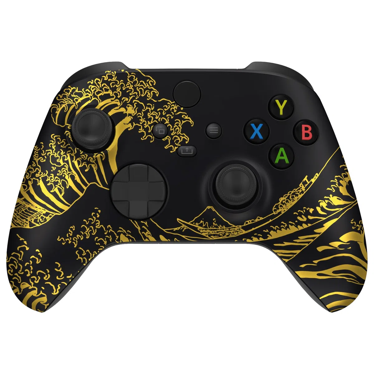 eXtremeRate Cover Frontale per Xbox Series X S Controller Model 1914,Scocca Custodia Copertura Ricambio per Xbox Series X S Joystick,Senza Controller-Grande Onda d'oro Nera