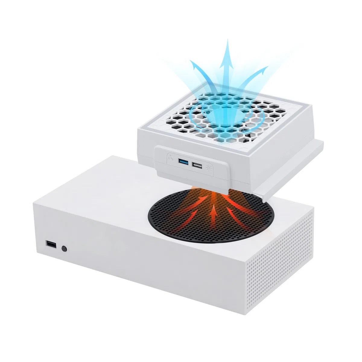 Mcbazel Ventola di Raffreddamento per Xbox Series S, Display a LED RGB, a Basso Rumore, 2 Porte USB Aggiuntive, Ventola di Raffreddamento Esterna a 3 Livelli per Console Xbox Series S