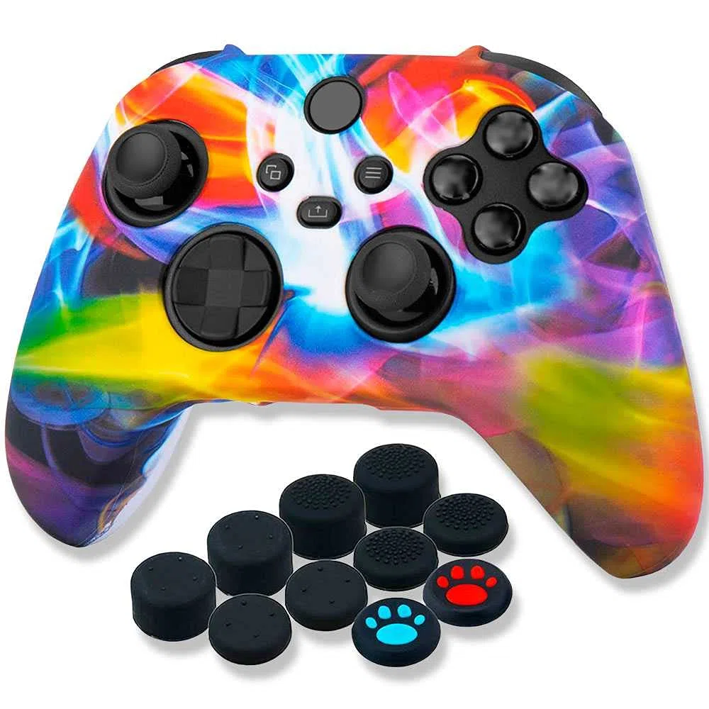 OcioDual Custodia Protettiva in Silicone Compatibile con Controller XBox X/S Water transfer Multicolore Antiurto Antiscivolo