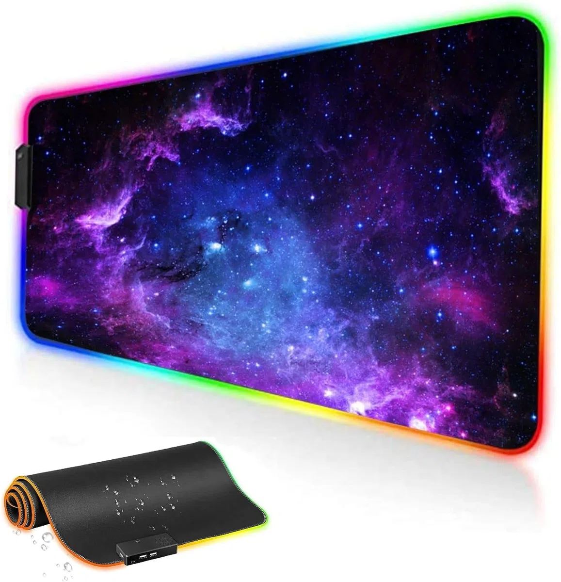 RGB Tappetino Mouse Gaming - Grande Tappetino per Mouse LED XXL 800x300mm, 12 RGB Effetti Luce Mouse Pad da Gioco Base di Gomma Antiscivolo per Tastiera, Laptop,Computer, PC, Gamer
