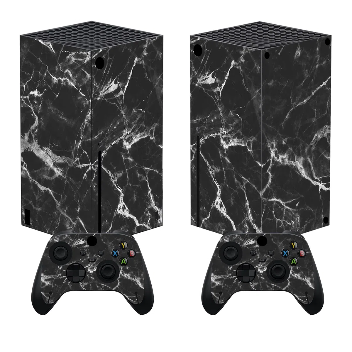 PlayVital Adesivo Skin per Xbox Series X Console&Controller Sticker Decal Cover Vinile per Xbox Series X-Effetto Marmo Bianco Nero