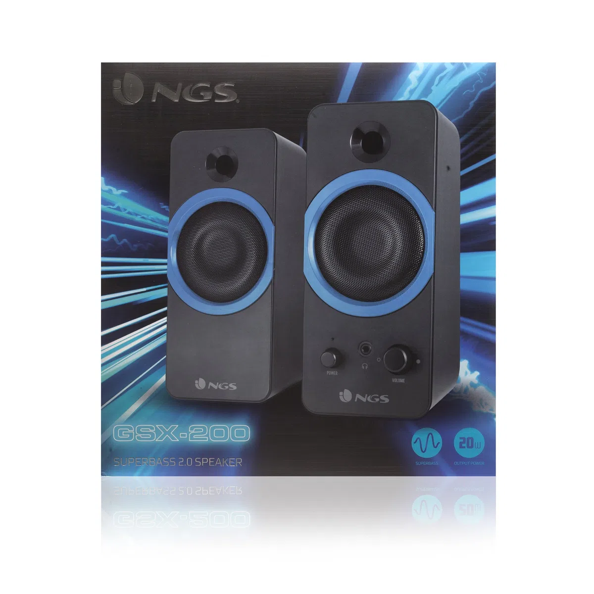 NGS GSX-200 - Altoparlanti Stereo da Gioco con 20 Watt di Potenza e Super Bassi