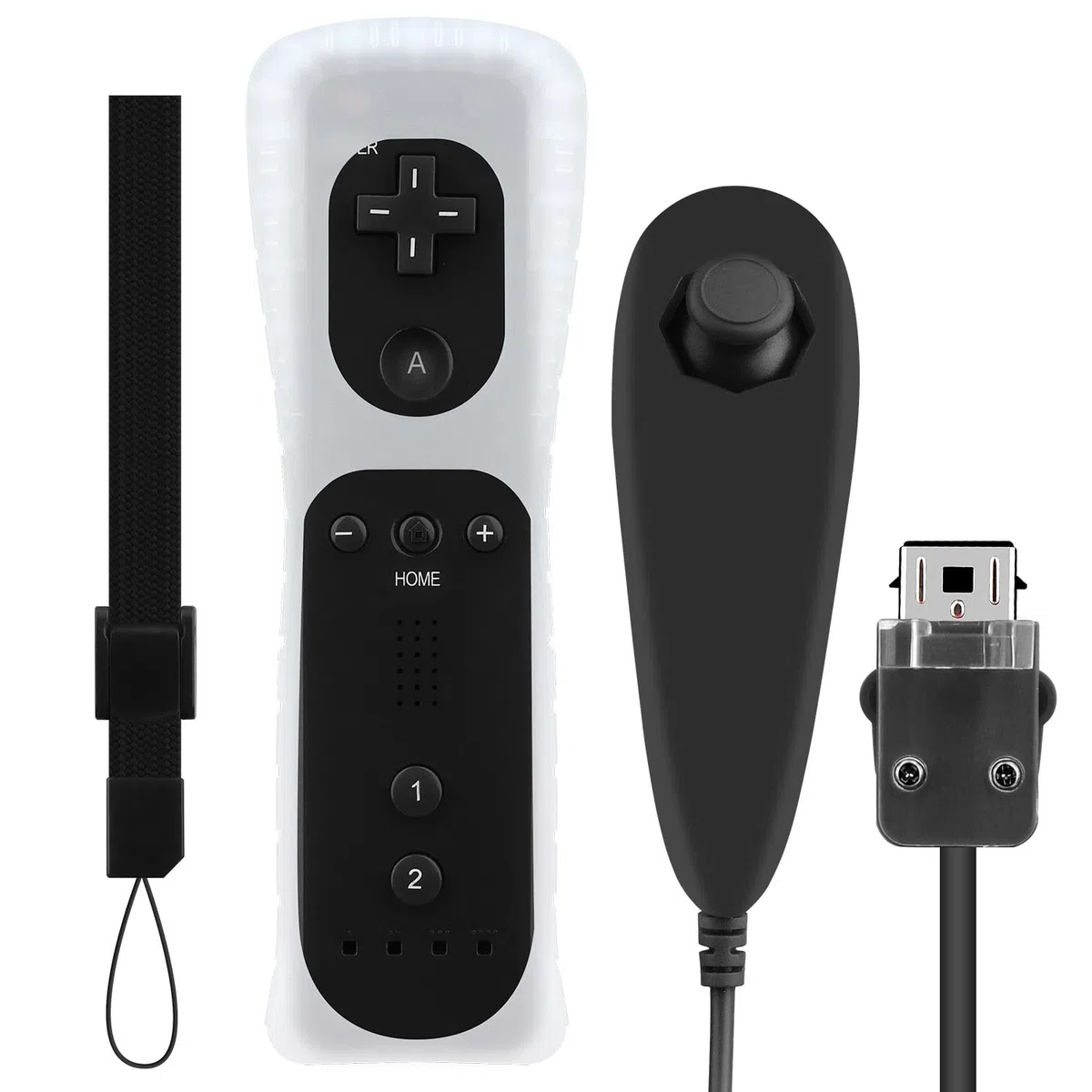 OSTENT Telecomando per sensore di movimento + Wired Nunchuck Combo compatibile per console Nintendo Wii Colore nero