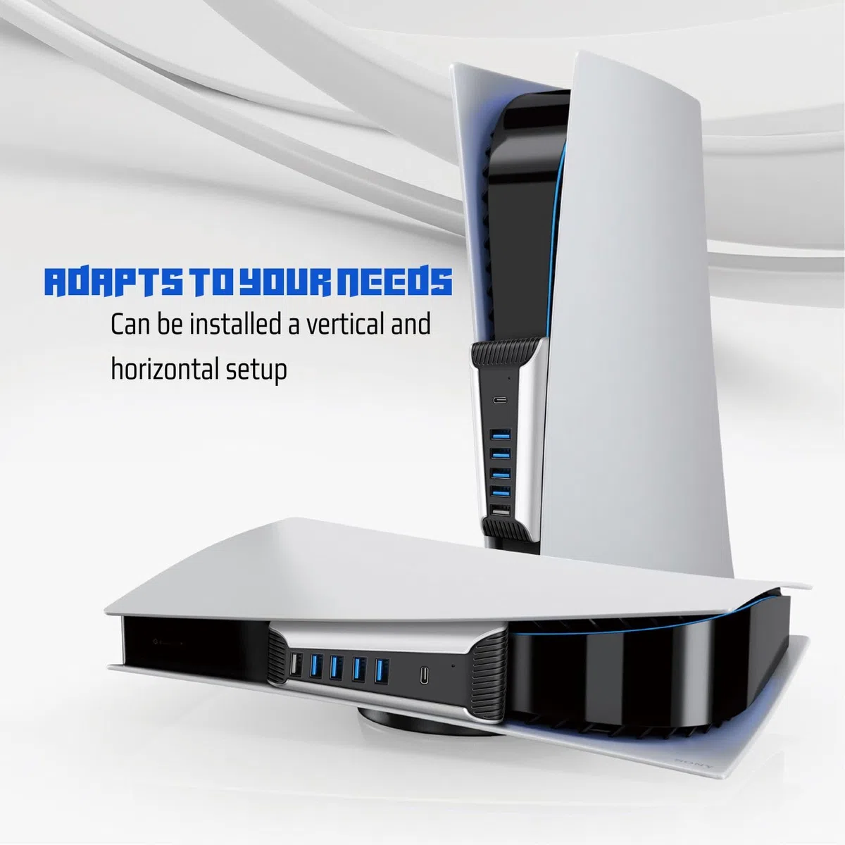 TNP Hub USB per console PS5 – Extender porta USB ad alta velocità per accessori PS5 con 4 x USB 2.0, 1 x USB 3.1 e 1 x porta di ricarica, adattatore di espansione USB per console Playstation UHD e