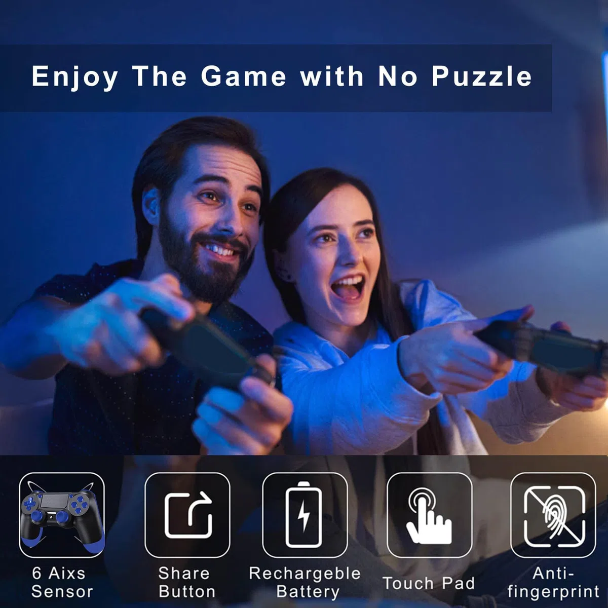 Wireless Controller per PS4, Controller per PS4, con jack audio, Vibrazione e Sei-Assi Sensore giroscopico, Pannello Touch, Controller per PS4/Slim/Pro/PC