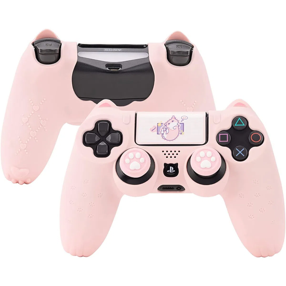 GeekShare Skin per controller PS4 a forma di pelle, in silicone antiscivolo, compatibile con controller PS4 Slim/Pro, rosa