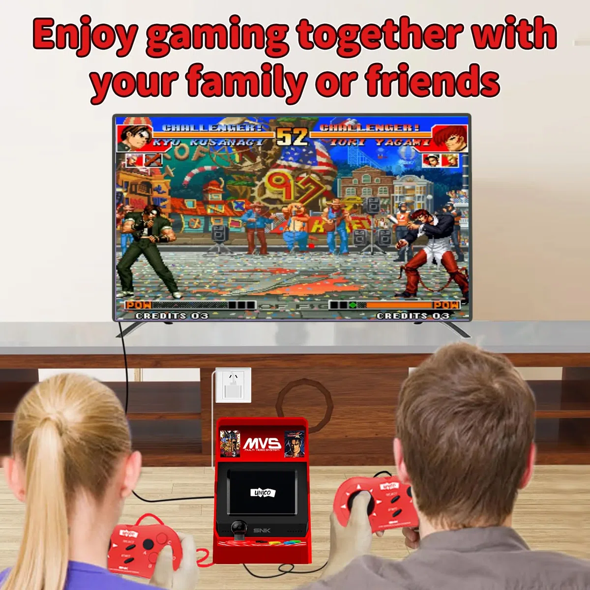 UNICO Mini Controller, Wired Game Pad compatibile MVS Mini/NEOGEO Mini/NEO-GEO Arcade Stick Pro per due giocatori che possono giocare simultaneamente - Rosso