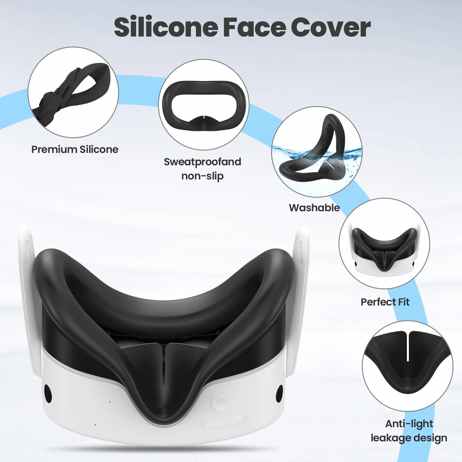 Set di cover in silicone per MetaQuest 3S Include viso, impugnatura con coperchio batteria aperto, custodia VR Accessori VR: manicotti protettivi in silicone