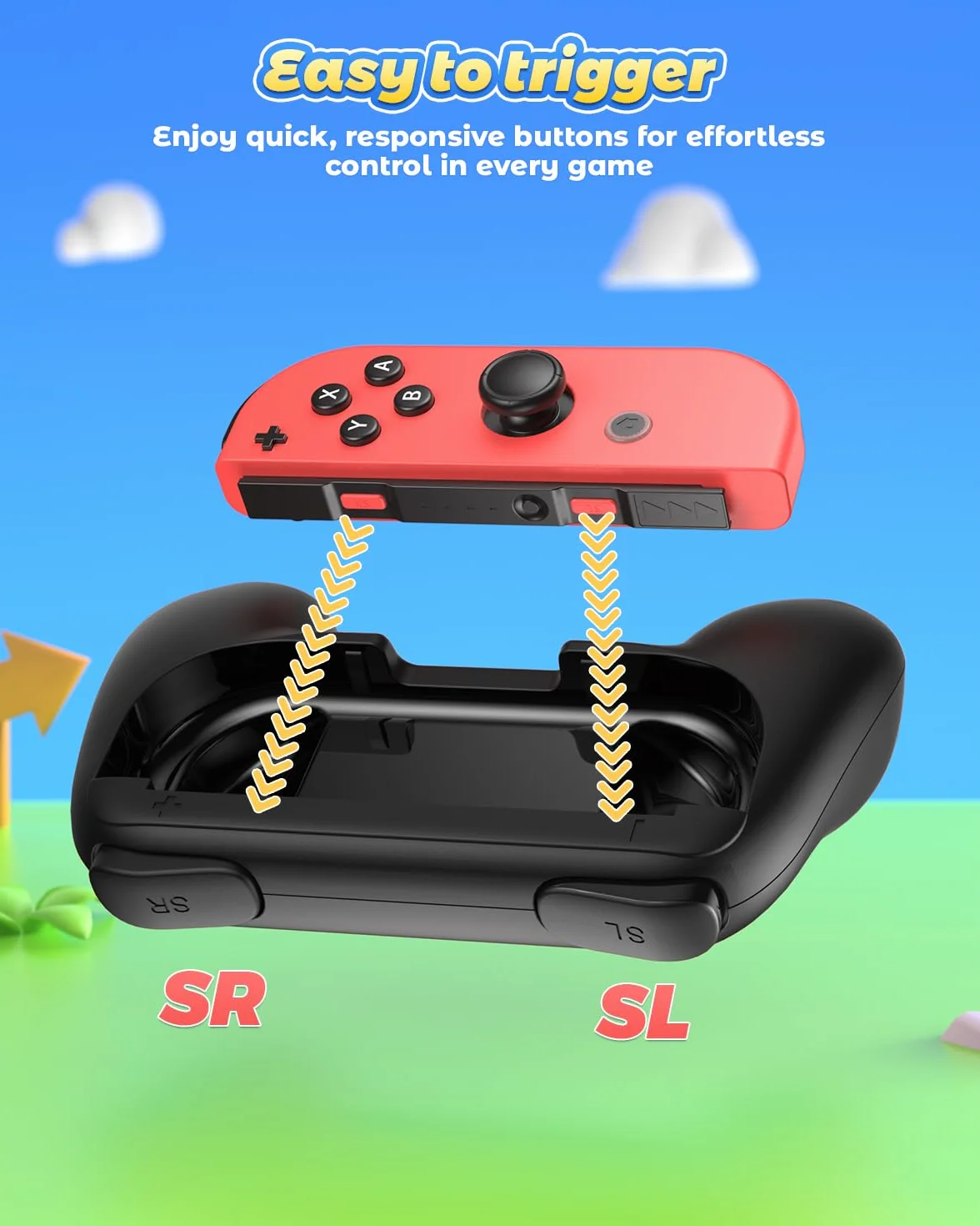 FYOUNG 2 Pack Impugnatura Compatibile con Joy Con, Comfort Manico Grip Titolare Accessori con Design Ergonomico e Maniglia Comodo Grip - Nero