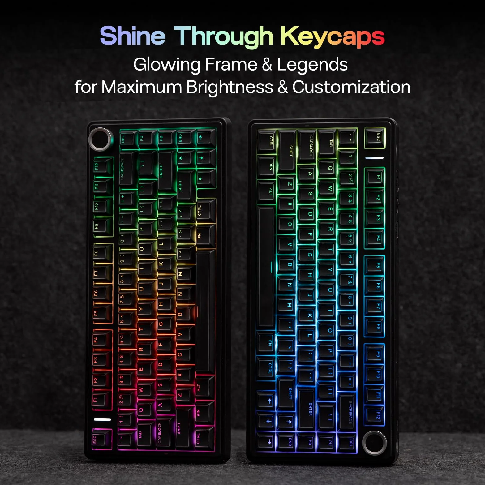 EPOMAKER Glintrix PBT Shine Through Keycap, Arris & Keys Retroilluminato, Double Shot, Cherry Profile, 60/75/96/Full Size, set di Tasti per Tastiera Meccanica da Gioco (Nero)