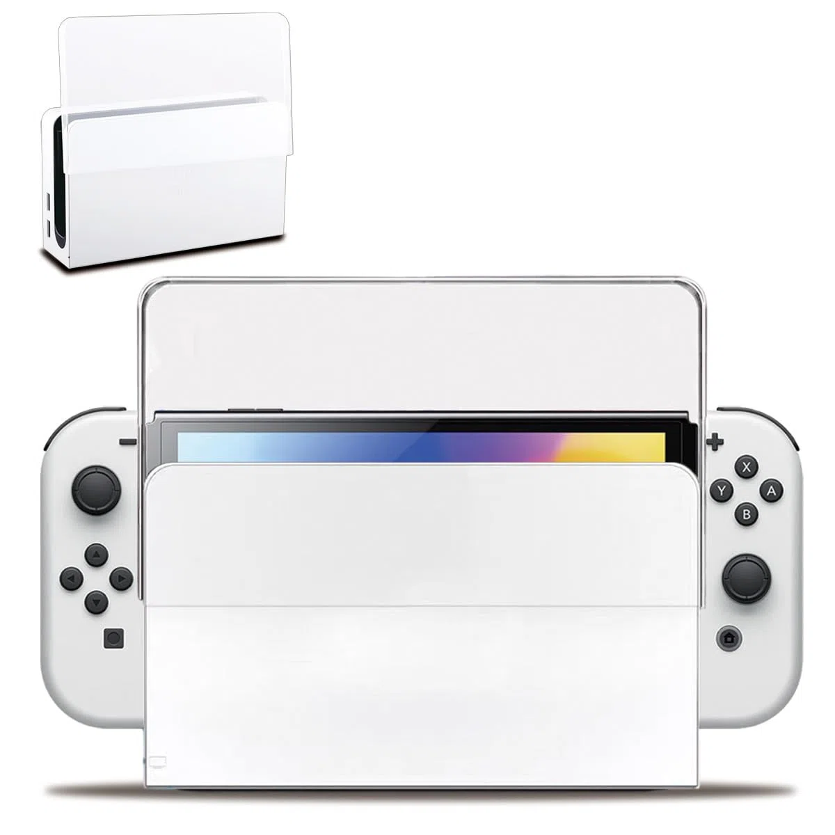 Cover frontale personalizzata per Nintendo Switch OLED Charging Dock, interruttore antigraffio OLED Dock Cover trasparente rigida di ricambio per interruttore OLED dock di ricarica, trasparente