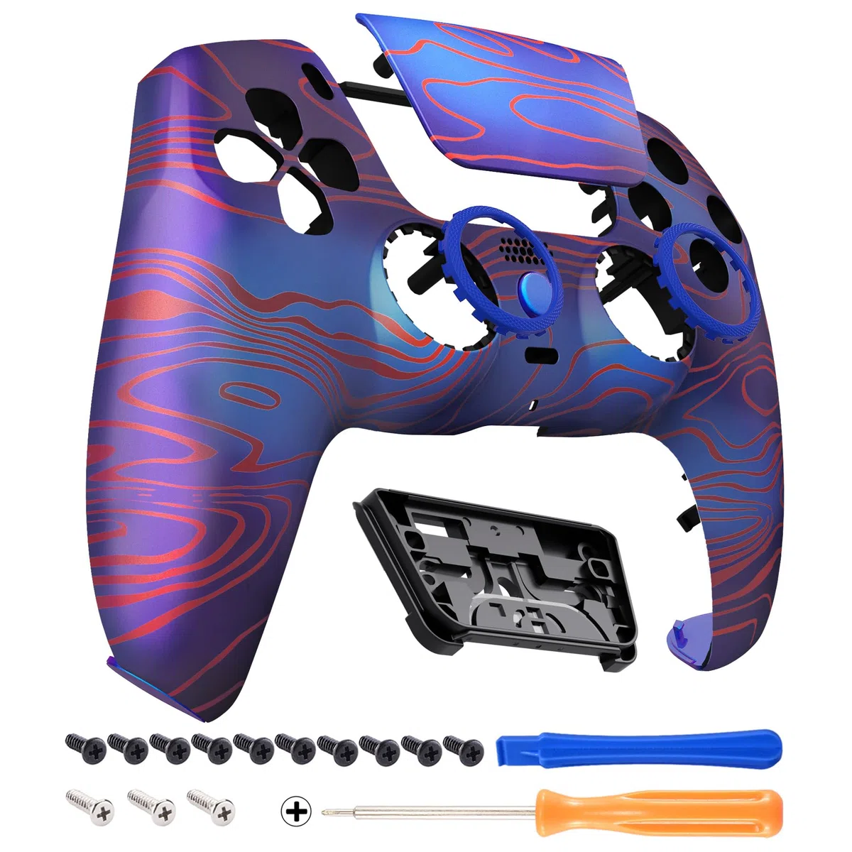 eXtremeRate Luna Cover per ps5 Controller Joystick,Shell Frontale Touchpad Ricambio,Scocca Ridisegnata&Anelli per ps5 Joypad BDM 010/020/030/040/050-Damascuscamo