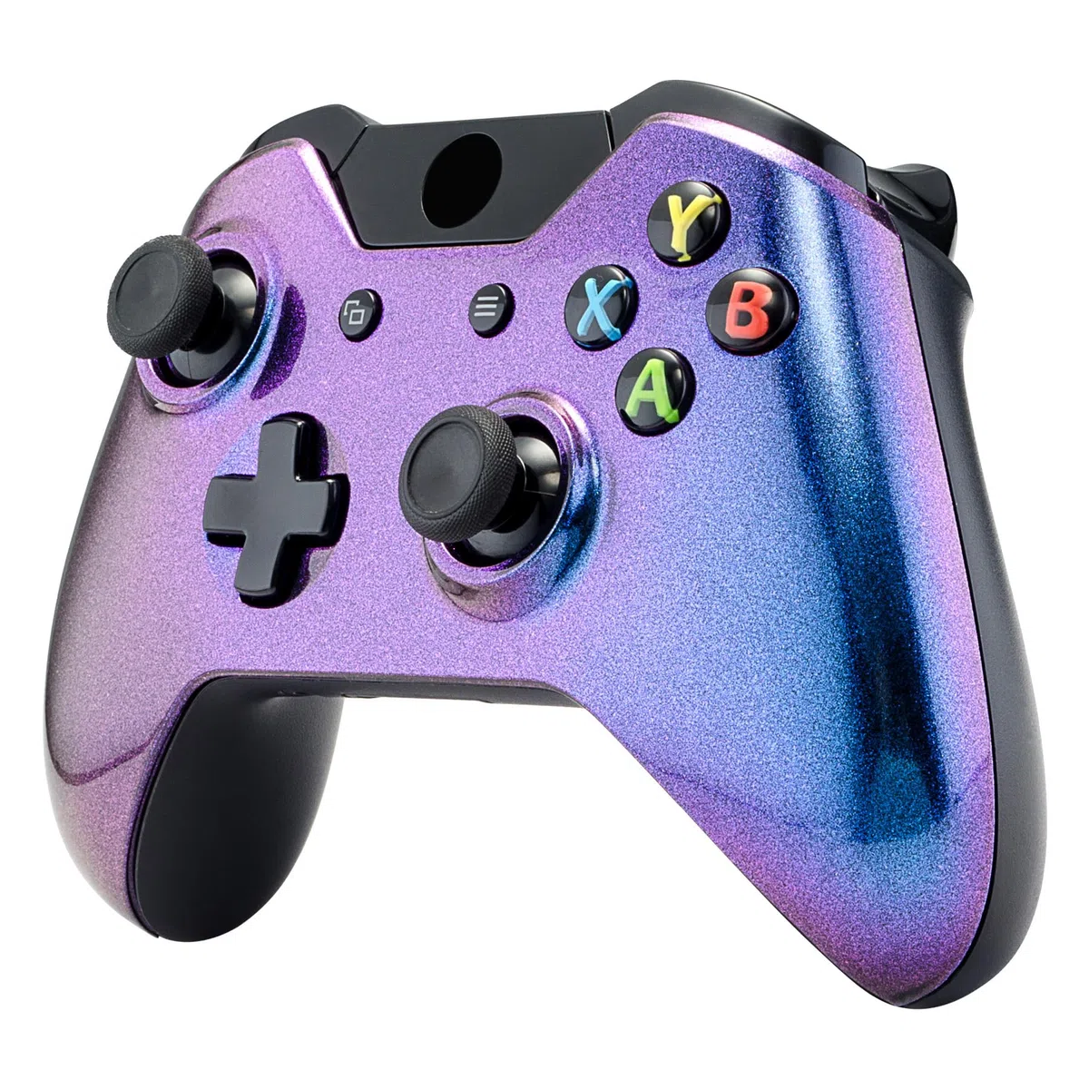 eXtremeRate Cover Custodia Copertura Frontale Guscio Anteriore Scocca Ricambio per Xbox One Standard Controller con/senza Porta per Jack da Cuffie 3,5mm(Camaleonte Viola Blu)