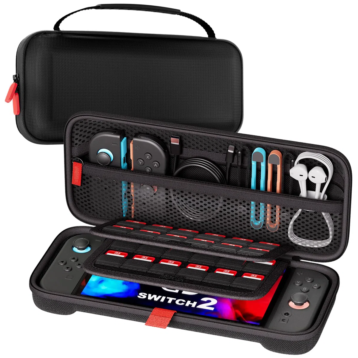ProCase Borsa per Console Custodia per Nintendo Switch 2 2025 con 24 Slot per Schede di Gioco, Custodia Protettiva Dura da Viaggio Portatile Adatta per Console e Accessori -Nero