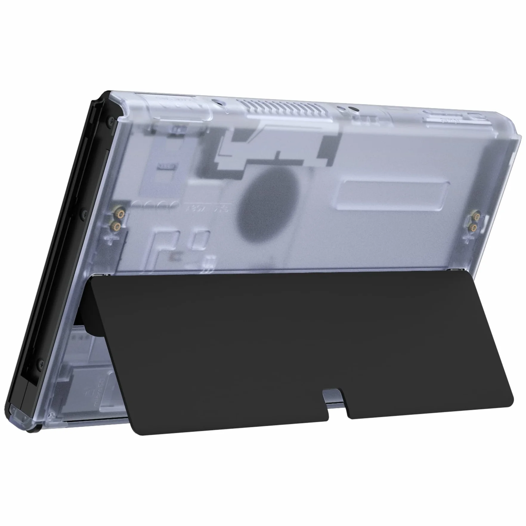 eXtremeRate Cover Console Ricambio per Nintendo Switch OLED,Custodia Posteriore Scocca Shell Ricambio per NS Switch OLED Console(Non Include Supporto)-Trasparente Blu Ghiacciaio