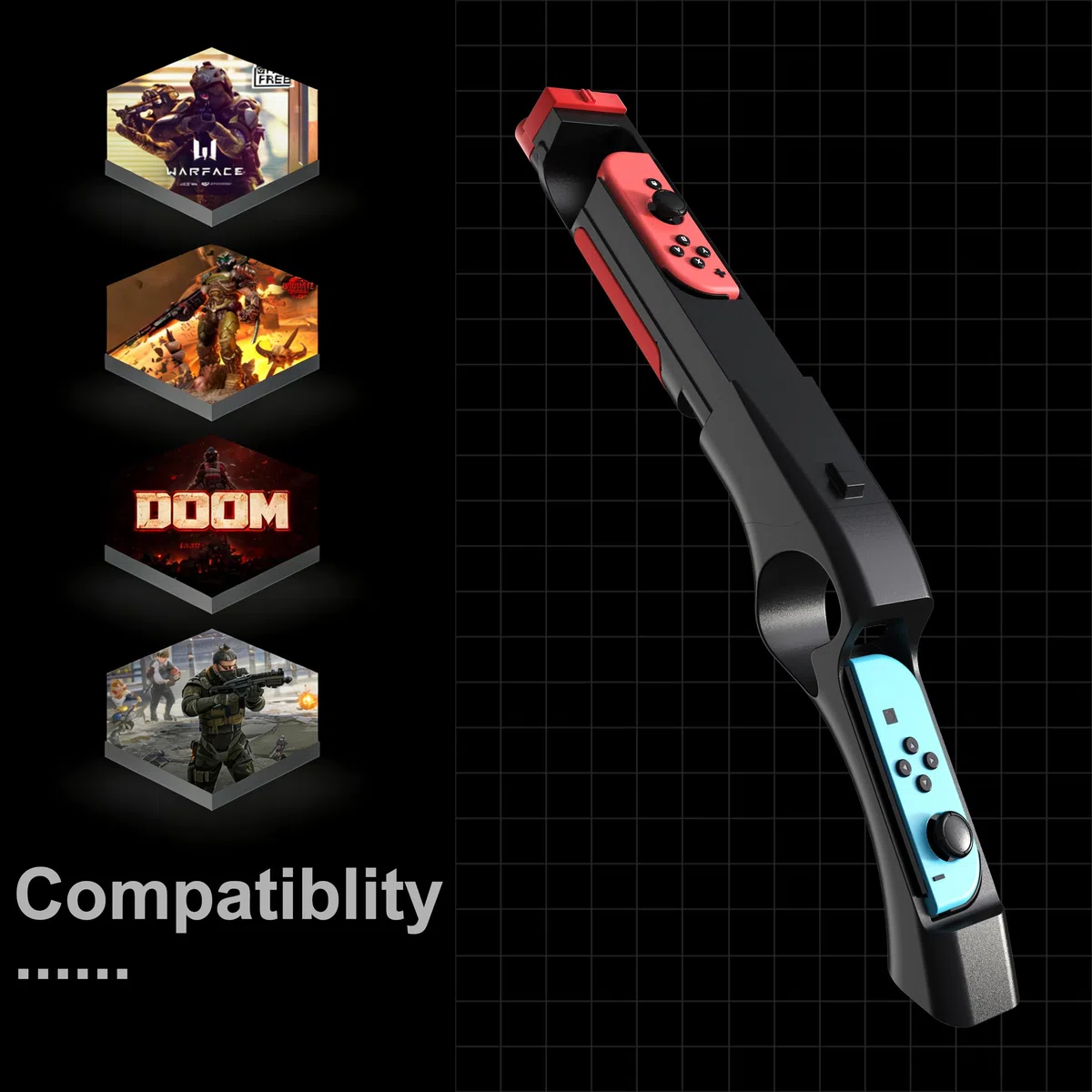GAMSURFING Controller per pistola da gioco per Nintendo Switch/Switch OLED JoyCons Shooting Games, Sniper Elite 3, Big Buck Hunter, Resident Evil e altri, per Switch Hand Grip Shooting Games