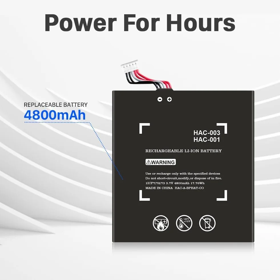 Batteria per HAC-003, aggiornata 4800 mAh, super alta capacità, batteria agli ioni di litio, compatibile con Nintendo Switch 2017 HAC-001, HAC-A-BPHAT-C0 HAC-S-JP, console di gioco con kit di