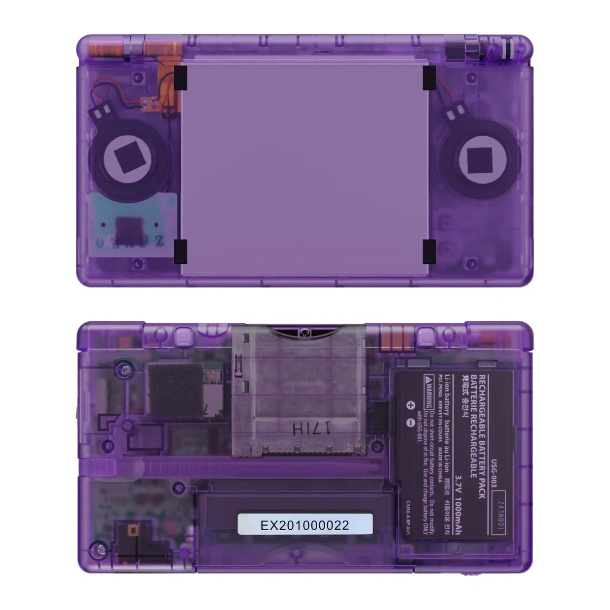 eXtremeRate Cover Scocca Tasti Ricambio per Nintendo DS Lite,Custodia Pulsanti Kit Shell Case per Nintendo DS Lite NDSL(NON Include Console)-Trasparente Viola