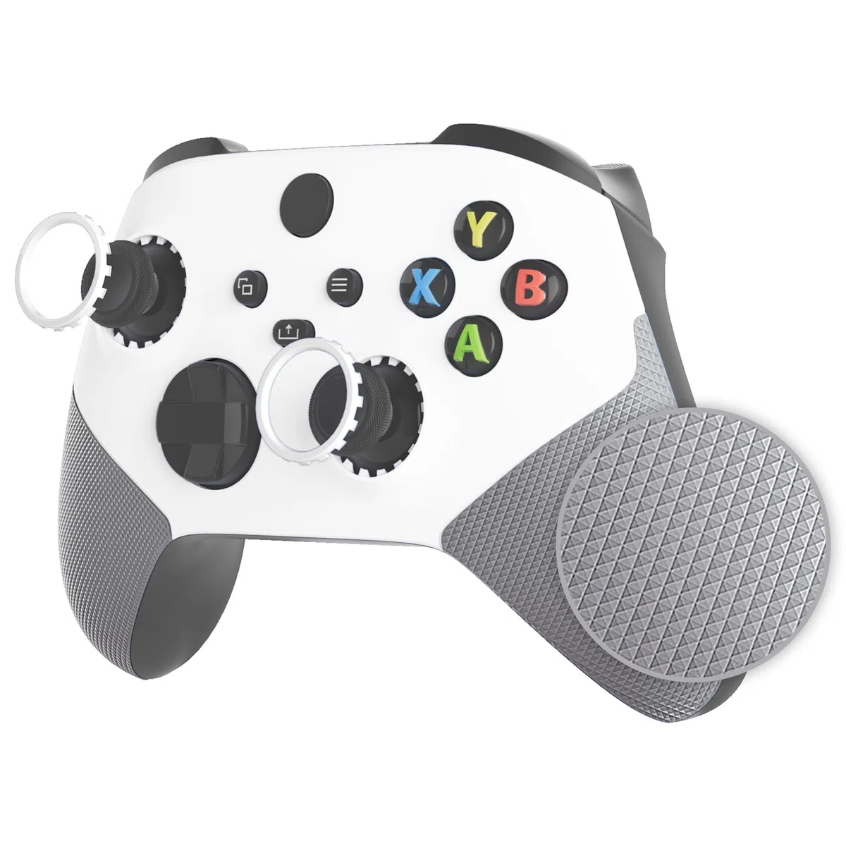 eXtremeRate Cover Grip Gommato per Xbox Series X S Controller,Custodia Scocca Copertura Frontale Shell Ricambio per Xbox Series X S Joystick Model 1914 con Anelli,ASR Versione-Bianco&Grigio