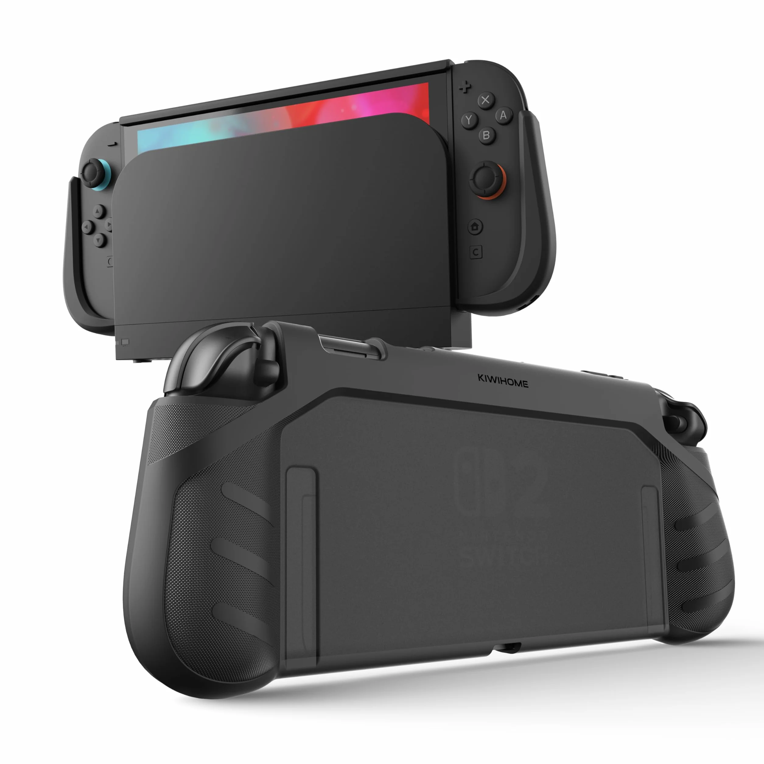 KIWIHOME P2 Dockable per Switch 2 Case 2025, Impugnatura ergonomica antiscivolo Custodia protettiva anti-caduta Accessori per Switch 2 Case, Nero