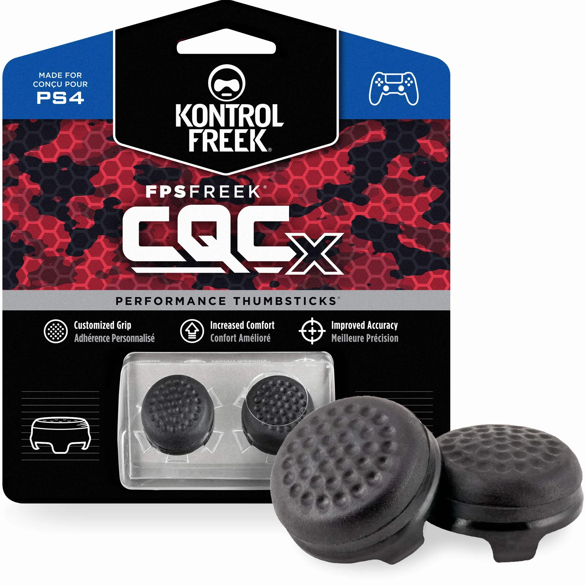 KontrolFreek CQCX Levette per PlayStation 4 Controller (PS4) | 2 medie convessi Levette Performance | Nero