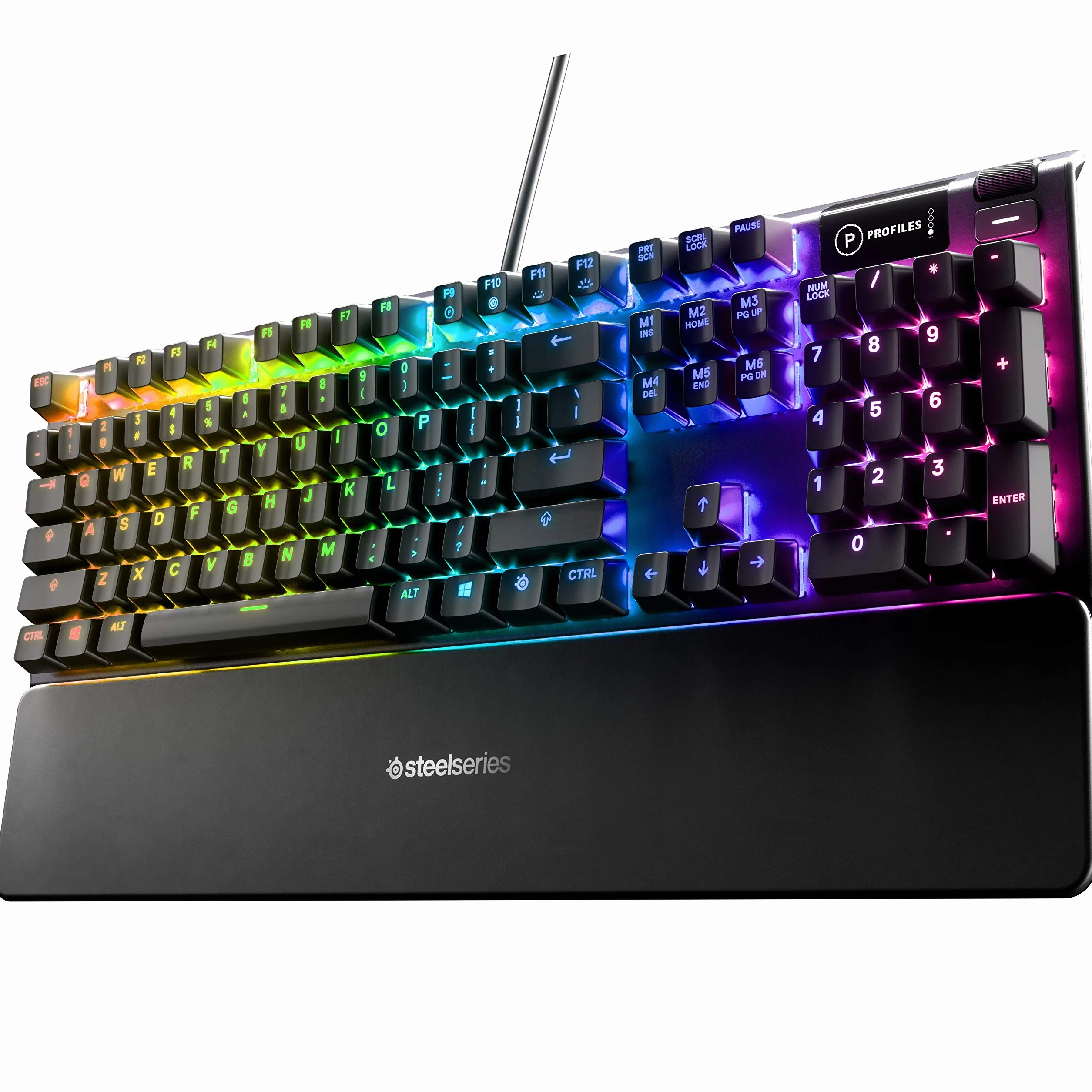SteelSeries Apex 5 Hybrid Tastiera Gaming Meccanica - Illuminazione tramite tasto RGB - Telaio in lega di alluminio aeronautico - Schermo intelligente OLED (interruttore ibrido blu)