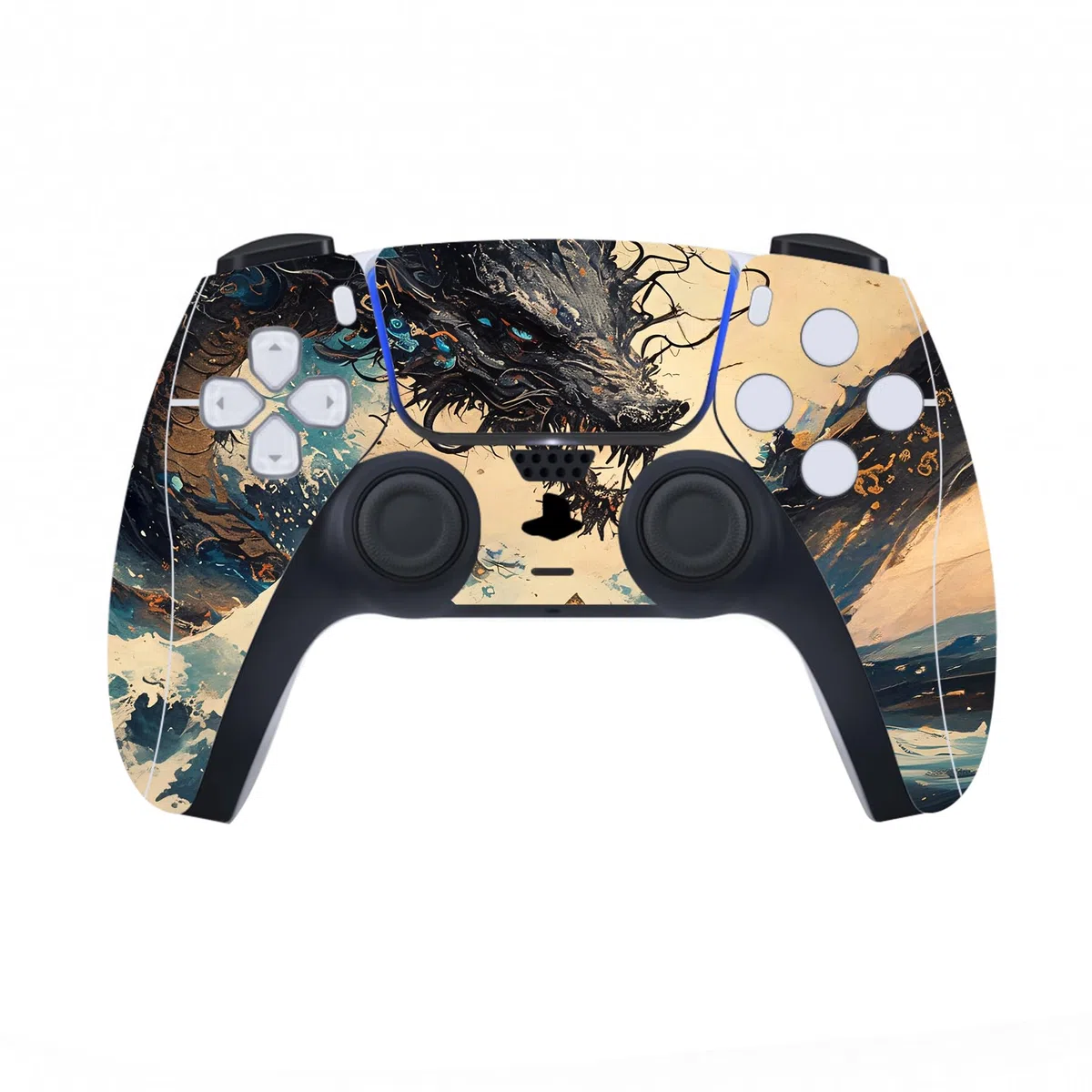 PlayVital Adesivo Skin per ps5 Console Disco Edizione&Controller&Telecomando&Cuffie&Base di Ricarica,Sticker Decal Cover Vinile per Standard Edition-Drago Tempesta