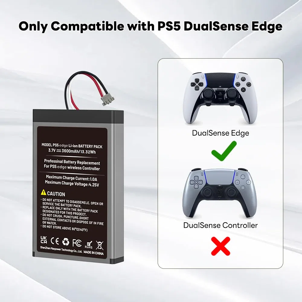 1 confezione di batterie di ricambio PS5 Dualsense Edge, 3600 mAh, ricaricabili PS5 ad alta capacità, per controller PlayStation 5 Dualsense Edge con set di attrezzi